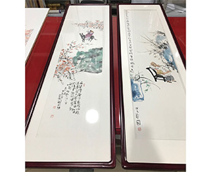 人物花鸟画 4条屏 国画装裱