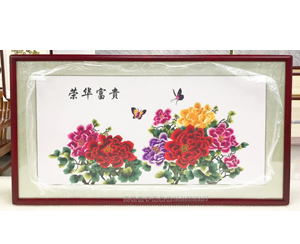 苏绣装裱画框《荣华富贵》