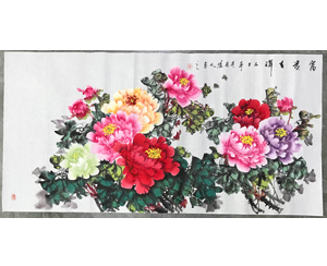 四尺整国画牡丹花《富贵吉祥》 