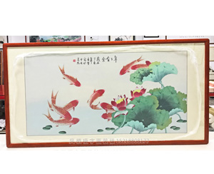 凌雪四尺整工笔画九鱼图《年年有余》