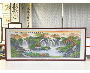 小六尺家居办公室山水画《旭日东升宝地生金》（已结缘，可定制）