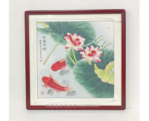 四尺斗方工笔牡丹鱼国画餐厅挂画（已结缘）