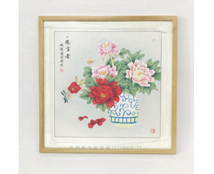 工笔牡丹花国画装裱