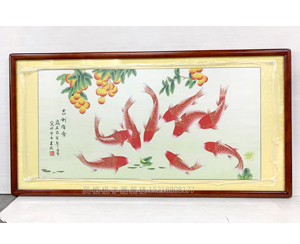 凌雪九鱼图《吉利有余》 国画裱框   