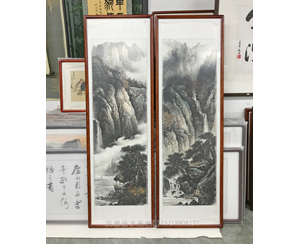 山水画装裱花梨木画框