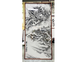 六尺整 国画装裱《龍》 沙比利极窄边画框