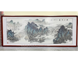 小六尺山水画 《峡江帆影》<strong>书画装裱</strong>
