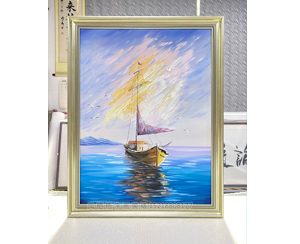 油画裱画框《帆船》家居装饰画